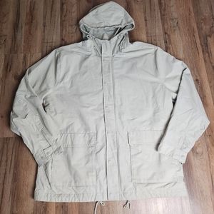 Men's GAP Anorak Lightweight Stone Beige Hooded Jacket Size XL Tall